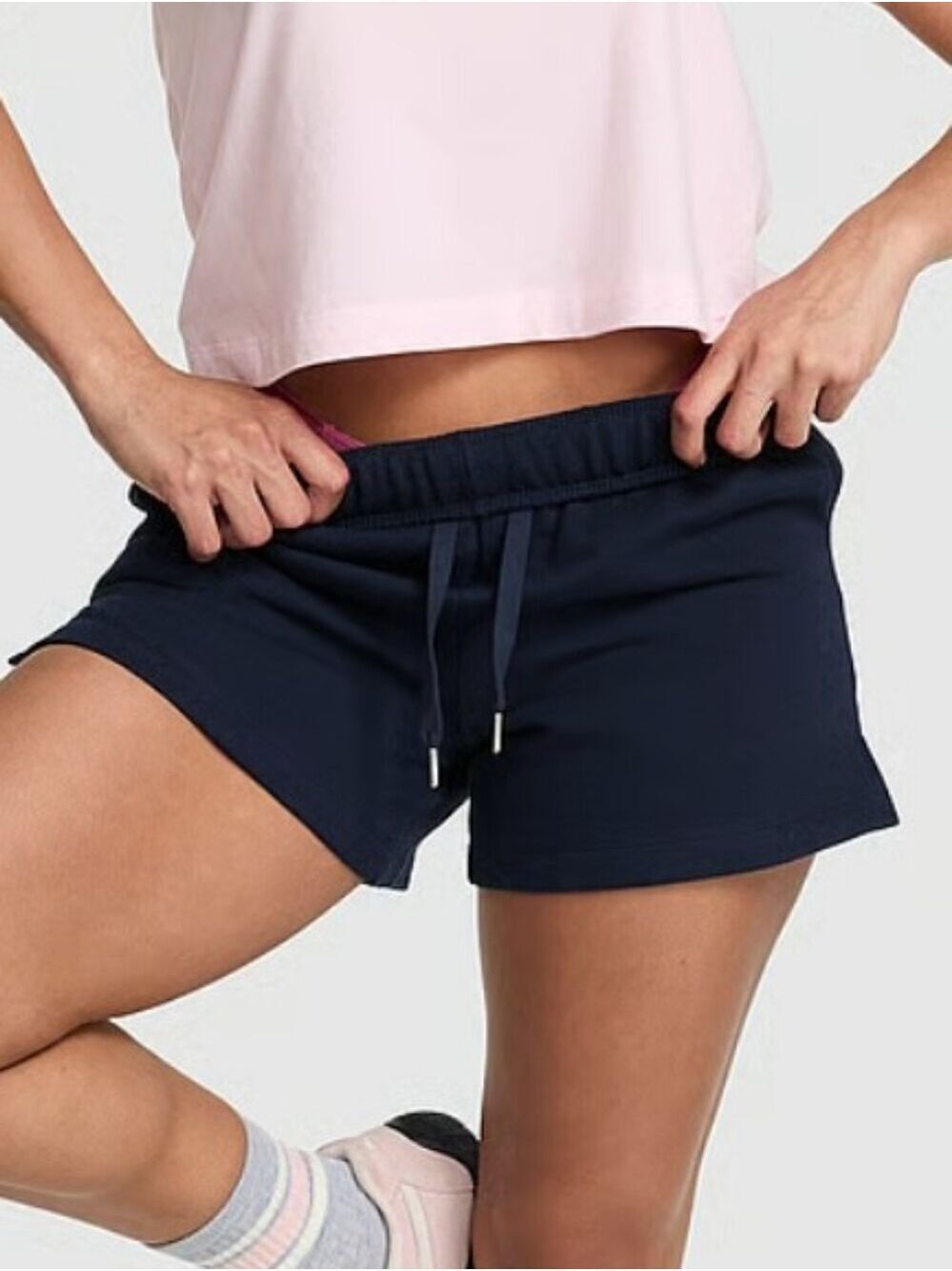 VS PINK Campus Fleece Roll-Down Shorts Sz Small NWT